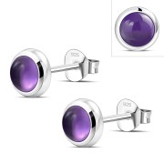 Amethyst Silver Stud Earrings, e423st